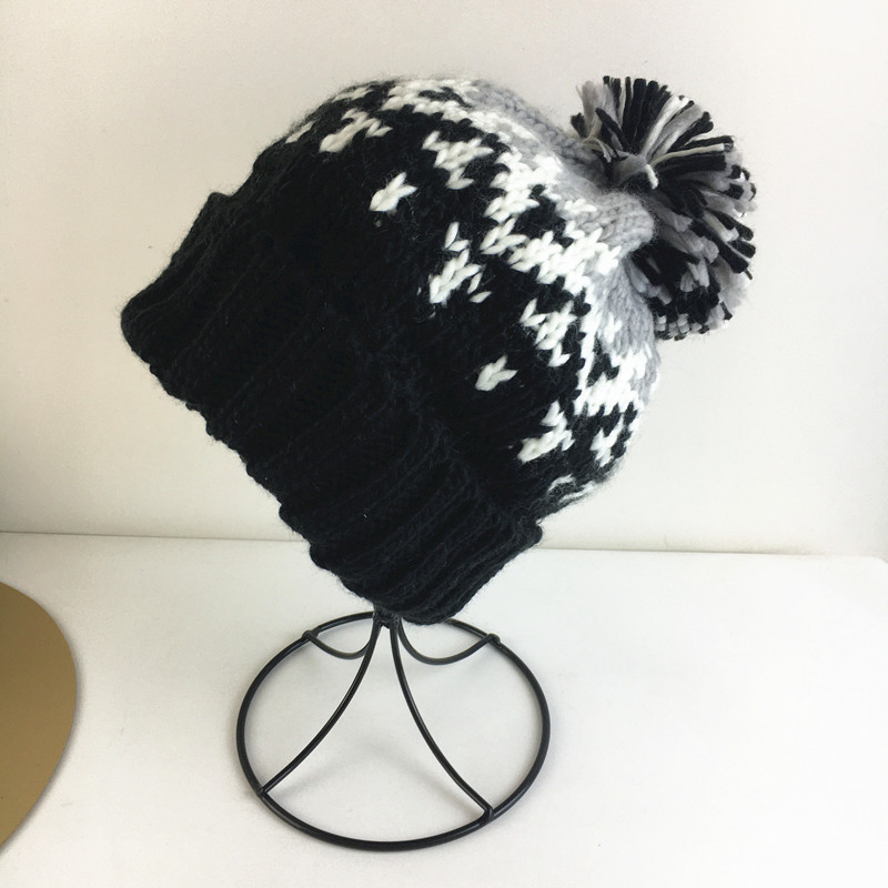 Unisex Cute colorful woolen hat for women autumn and winter warm earmuffs curled edge knitted hat earmuffs pullover cap_voghion.com