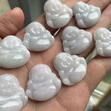 批发冰糯种缅甸翡翠观音吊坠 男女款翡翠佛挂件弥勒佛笑佛送礼