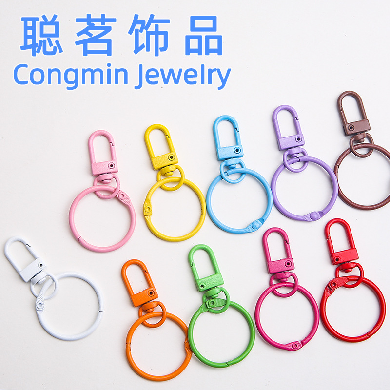 Handmade DIY jewelry material key chain hook metal paint door chain key ring card ring loose leaf book ring wholesale