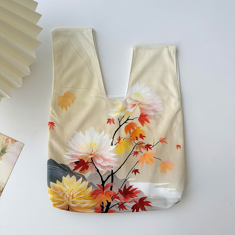 Nuevo artístico retro pintura al óleo bolso de las mujeres de la moda de estilo coreano todo-fósforo nicho de la calle de punto bolsa de las axilas bolsa de hombro