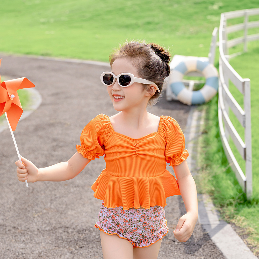 Foreign Trade Wholesale Girls' Swimwear Export Baby Girl Small and Medium-Sized Children's Swimsuit Split Bikini Suit Swimsuit