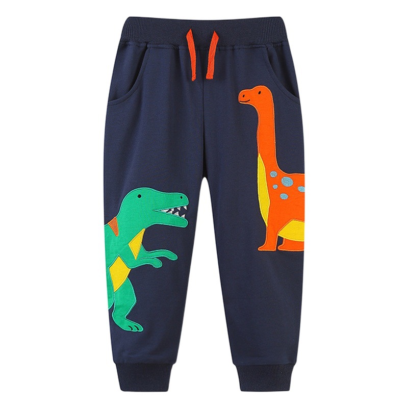 Pantalones niño deportivos dinosaurio bordado otoño moda​ image 1