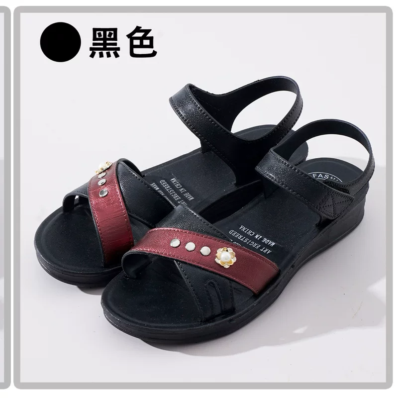 Summer sandals, non-slip footwear, wear-resistant comfortable shoes for mother, for import, wholesale, soft sole, for middle age