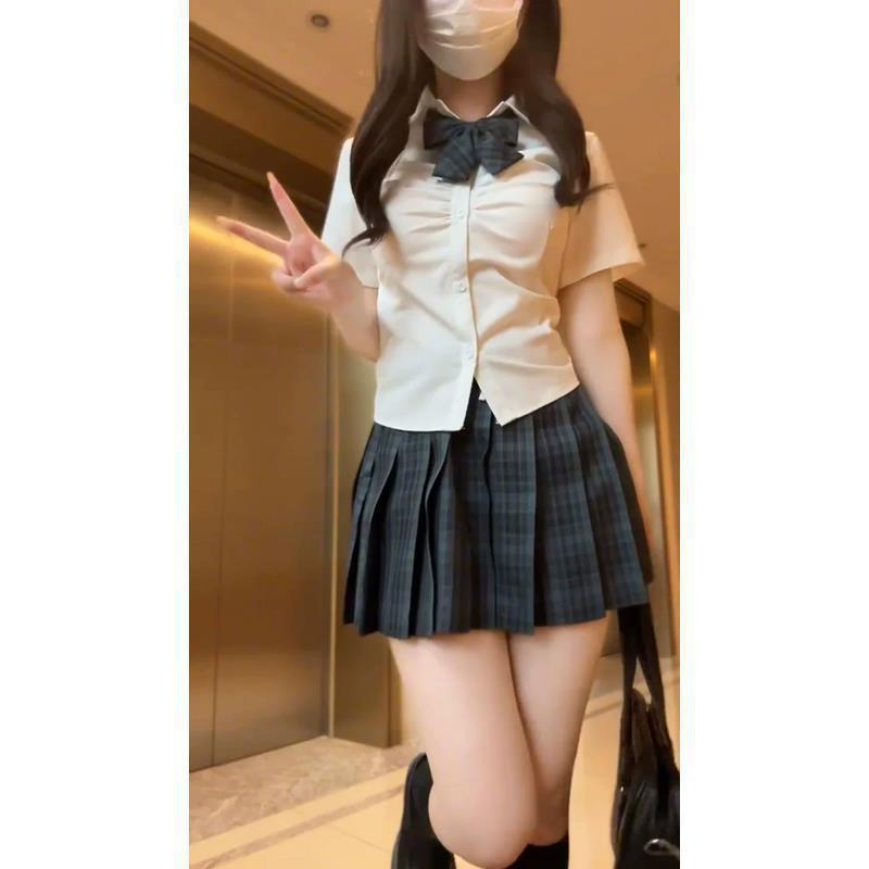 매력적인 일본 JK 여자 치마 세트 치마 주름 치마 기본 학생 유니폼 풀 세트 여름 부티크