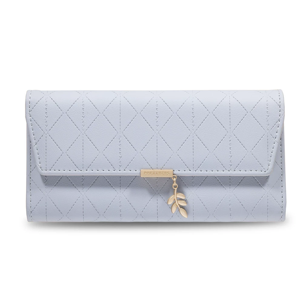 Long folding wallet, quilted design, capacious, multiple colors