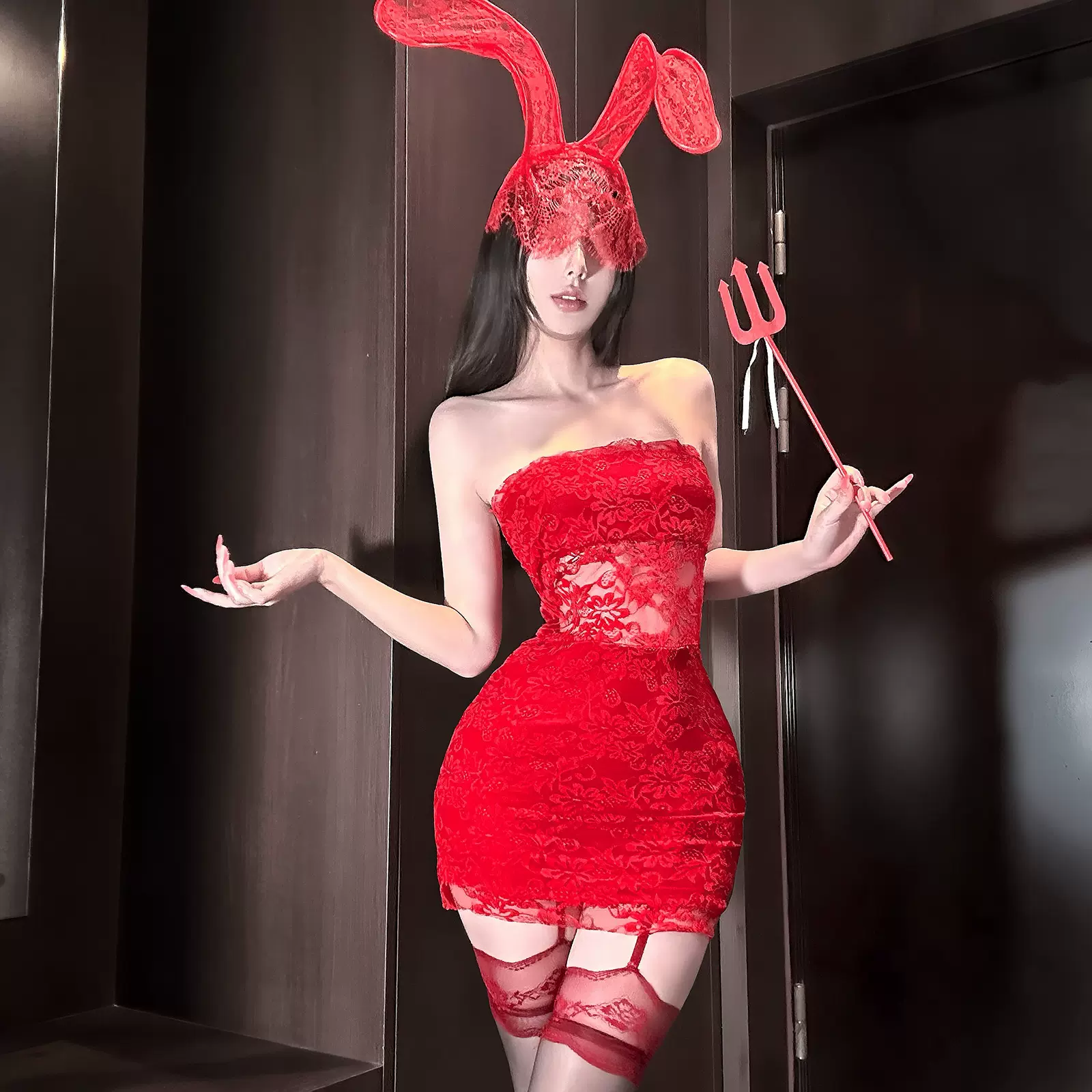 金宵情趣内衣性感情调趣味睡衣qqny禁欲系镂空蕾丝包臀裙制服套装