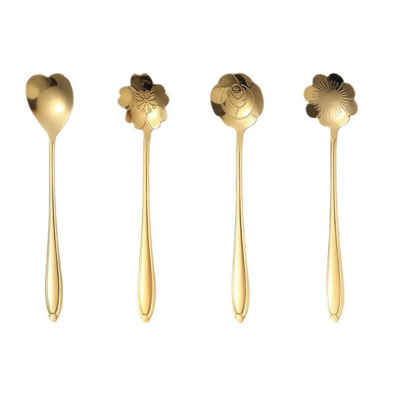 Stainless Steel Cherry Blossom Long Handle Mug Stirring High Aesthetic Coffee Bird's Nest Gift Spoon_voghion.com