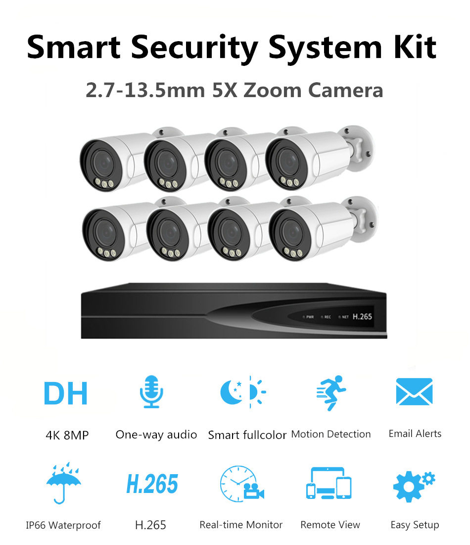 Acarte 4K 5X Zoon PoE Security camera cctv5倍变焦POE监控套装