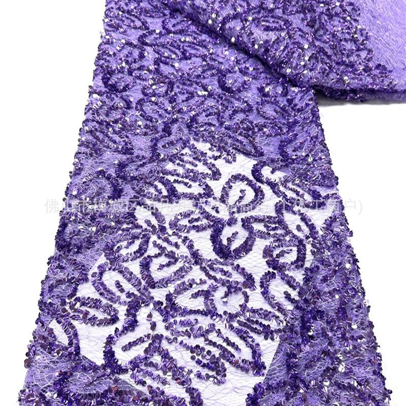 Flores tridimensionales sequinilla tubo de perlas tela de bordado ligera lujo vestido de boda tela de bordado de tela de malla de alto nivel