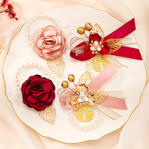 Bridesmaid's wrist flower, bride's sister group's bracelet, wedding bridesmaid's group, high-end sister's hand flower, wedding supplies