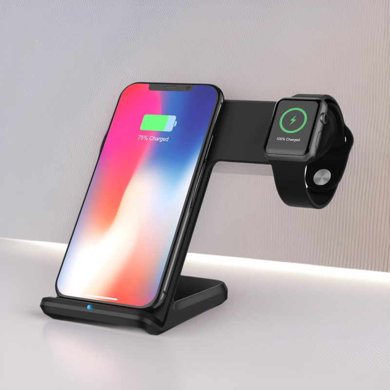 La vertical dos-en-uno 15W del cargador inalámbrico de Maidang F11 ayuna carga para el teléfono móvil/iWatch de Qi