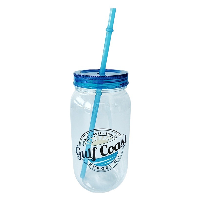 26oz de plástico Mason Cup publicidad creativa taza de agua regalo promocional 700ML paja taza de plástico taza de los PP