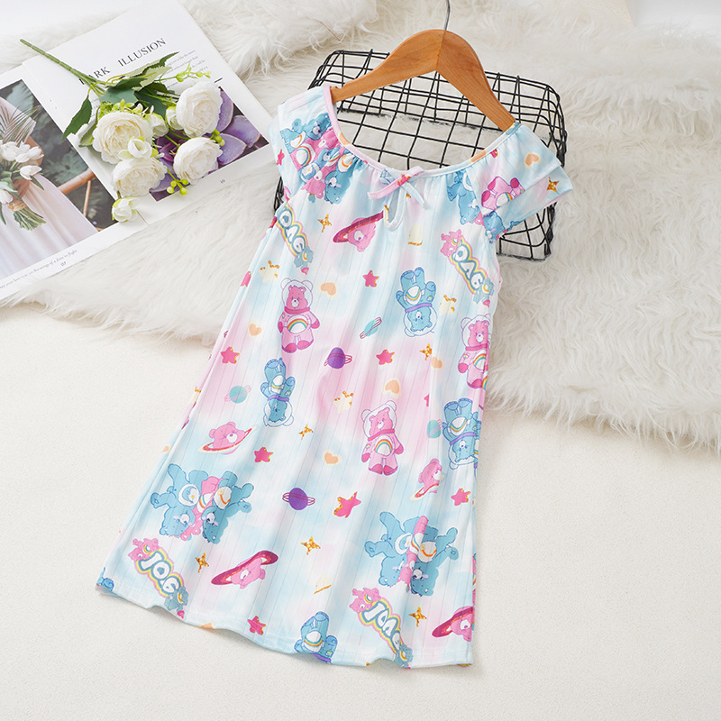 Pijama infantil princesa viento de verano nuevo chaleco de manga corta niñas pijama pequeño castor vestido de dibujos animados verano