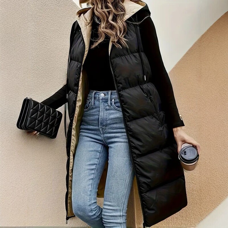 Long Hooded down Cotton Vest for Women 2026 Autumn and Winter New Korean Style Slim Fit Warm Jacket Sleeveless Vest Long Hooded down Cotton Vest for Women 2026 Autumn and Winter New Korean Style Slim Fit Warm Jacket Sleeveless Vest