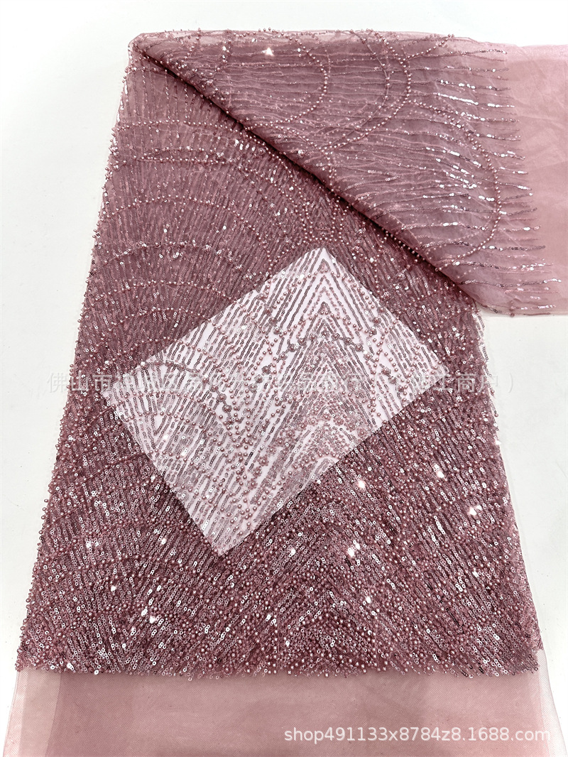 Tejido de bordado de industria pesada, tejido de bordado de sequinilla, tela de malla, cuentas de bordado, fabricantes de tela de bordado en stock al por mayor image 12