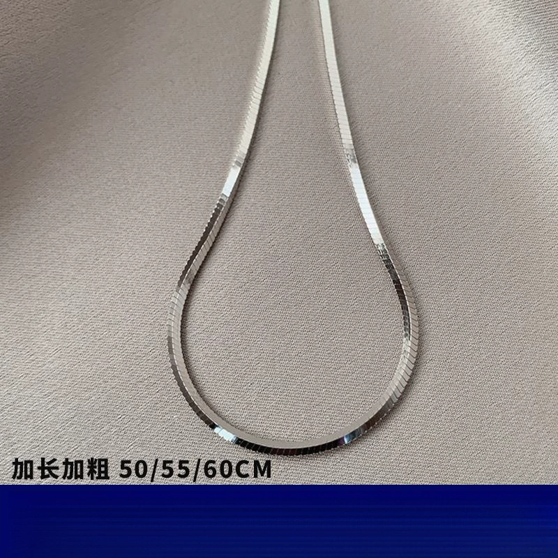 Серебряное ожерелье, мужское серебро 925 пробы, плоская цепочка на ключицу из змеиной кости, женская мужская цепочка в стиле хип-хоп, ниша, простое белое золотое ожерелье, бесплатная доставка