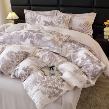 全棉数码印花四件套轻奢细斜纹丝高端礼品床上纯棉被套床单花卉床