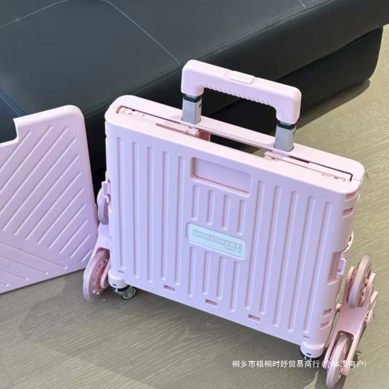 Lightweight Folding Trolley Shopping Cart Snack Storage Rack Mobile Camping Portable Grocery Delivery Cart