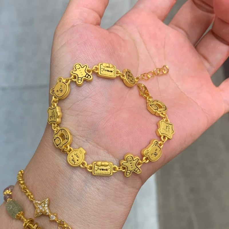 沙金饰品新中式点钻金坨碎银沙金手链女国风高级感久不掉色手饰|undefined