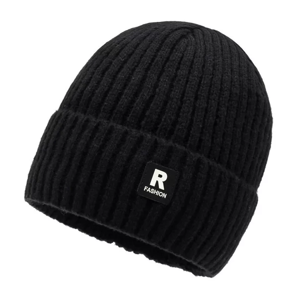 Winter New Knitted Hat for Men, Fleece-Lined, Thickened, Warm Pullover Beanie, Student Cycling Cold-Proof Ear Protection Hat, Trendy