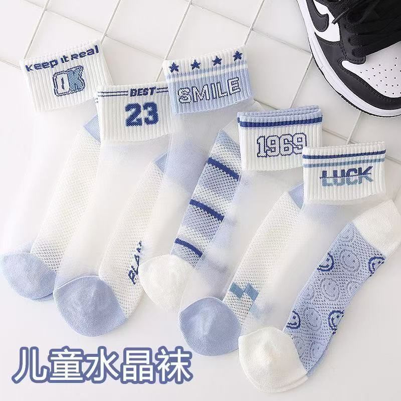 女の子靴下夏薄い子供用ミッドカーフソックスリボン付き中型および大型子供用女の子ロリータスイートプリンセスソックス春と夏|undefined