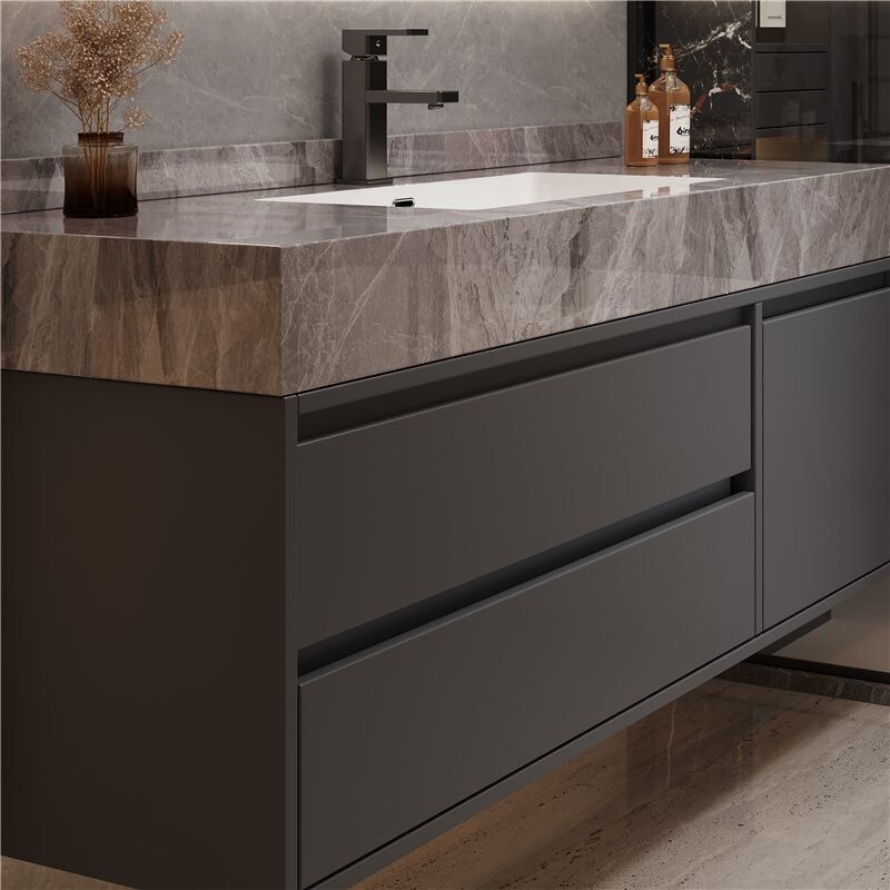 Rock Slab Seamless Ceramic Bathroom Cabinet Set Modern Integrated Minimalist Washbasin Smart Bathroom Sink Washbasin