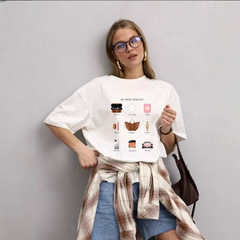 Ins風ファッション気質小衆デザイン感100% 純綿半袖tシャツoversize洋風アメリカ上着潮
