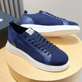 2025夏季新款飞织网面休闲鞋男韩版百搭男士板鞋时尚厚底运动鞋潮