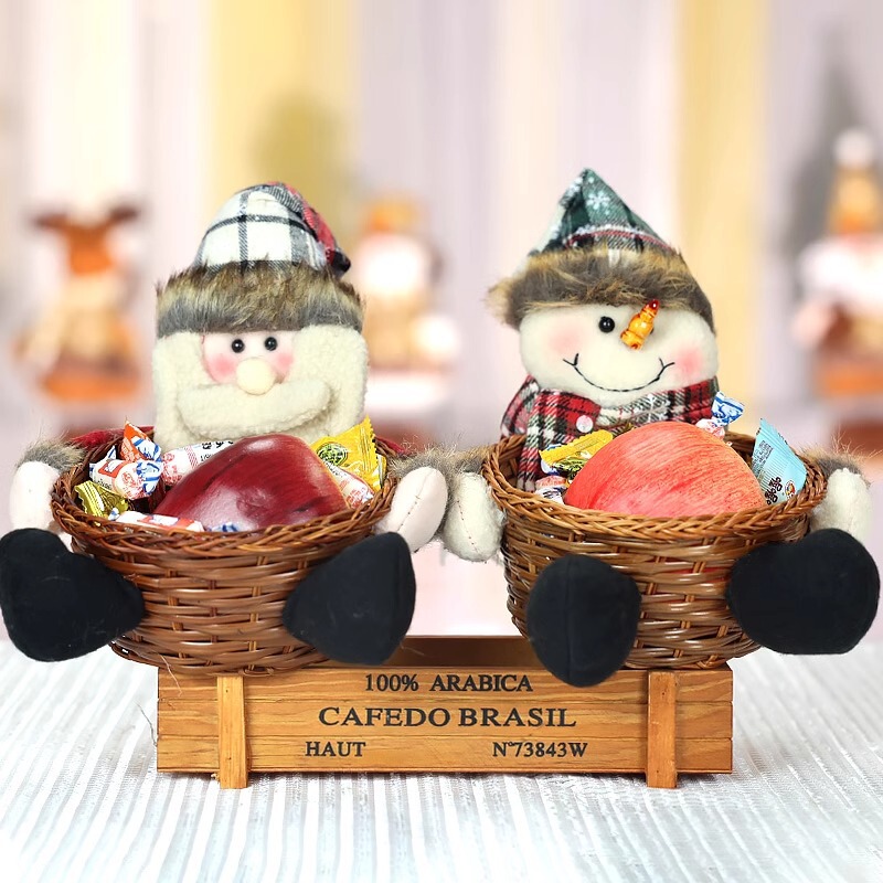 クリスマス装飾品キャンディー枠プレゼント衣装飾り道具サンタクロース雪だるまプレゼントバスケットデスクトップ人形|undefined