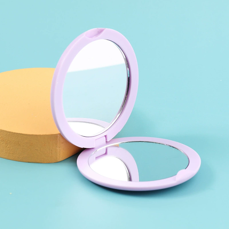 Folding Double-Sided Handheld Compact Mirror, Portable Round Makeup Mirror, 6.8 cm