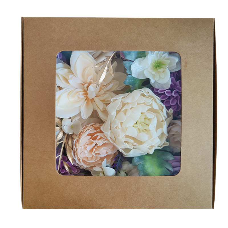 亞馬遜手工制品仿真絹花盒婚禮訂婚手捧花籃DIY禮物玫瑰混搭紫色