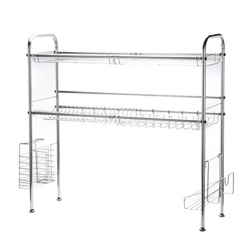Manufacturer wholesale stainless steel double layer sink rack storage rack drain basket dish rack knife and chopstick rack kitchen kitchenware cross-border
