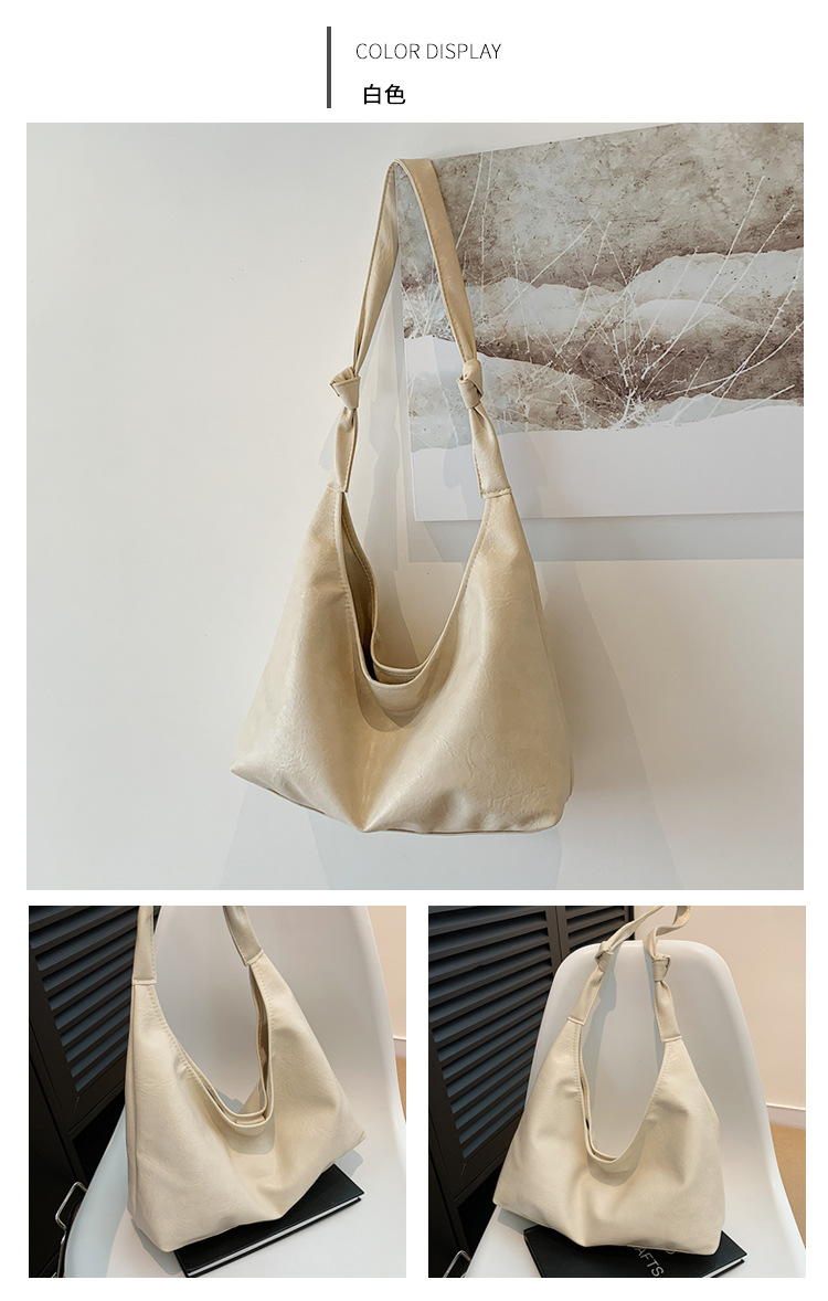 Large-capacity commuter bag for women, 2024 new style, fashionable and retro single-shoulder bag, casual and versatile, underarm tote soft leather bag undefined