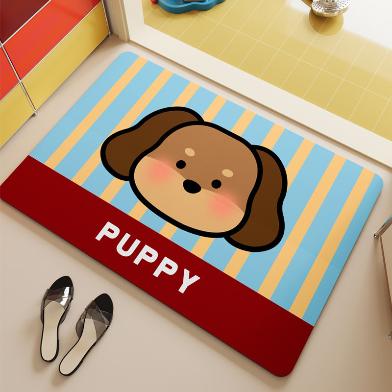 Cute Cartoon Diatomaceous Earth Bath Mat, Water-Absorbent Non-Slip Foot Mat, Ins-Style, Dirt-Resistant and Wear-Resistant Bathroom Door Mat, Wholesale Available