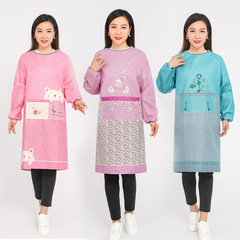 Custom wholesale waterproof and oil-proof apron made for adults, unisex solid color with sleeves, long-sleeved reverse dress-style apron.