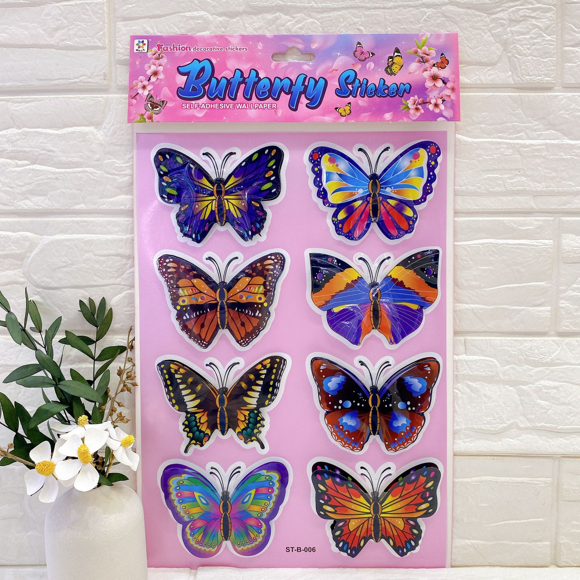 8 PVC mariposa serie capa por capa tridimensional pegatinas decorativas de pared mariposa sala de estar decoraciones de la pared dormitorio pegatinas