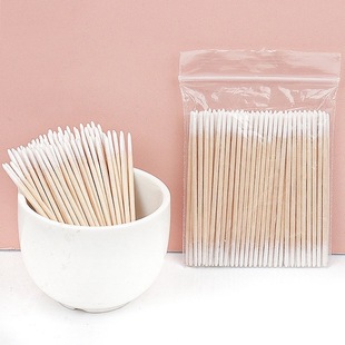 100/PCs disposable small double-headed cotton swab brush lint-free wood makeup brush eyelash extension glue removal tool