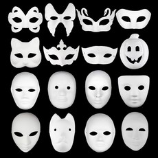 白坯面具批发压痕面具 DIY手绘狐狸猫脸面具儿童绘画涂鸦动物面具