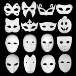 白坯面具批发压痕面具 DIY手绘狐狸猫脸面具儿童绘画涂鸦动物面具