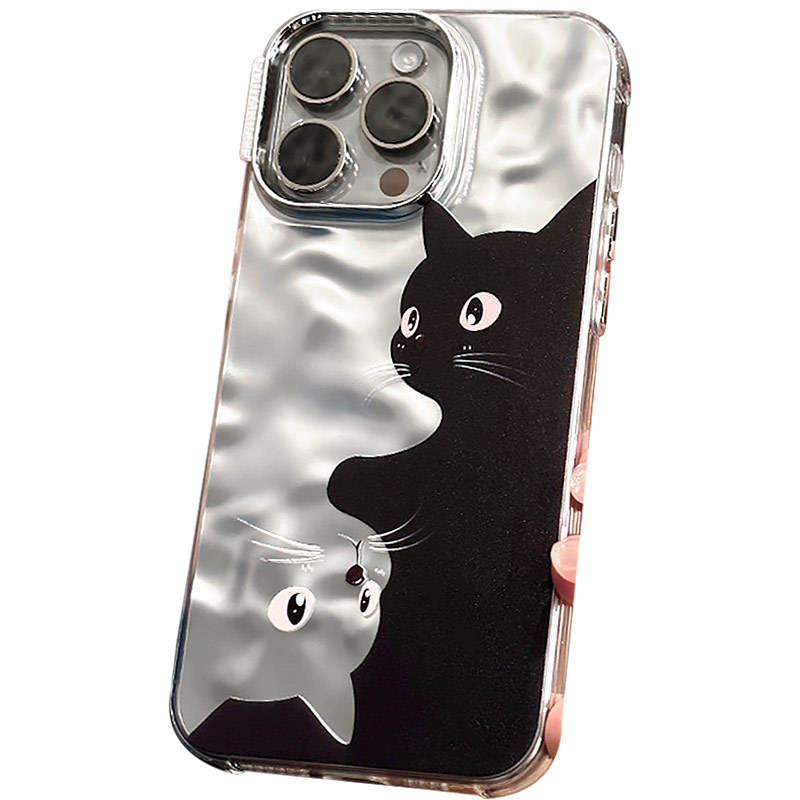 原创新款黑白猫咪适用苹果15手机壳16pro高级感iPhone15proma