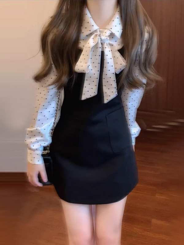 French polled shirt strap dress children early autumn 2024 new high-end wear a whole suit