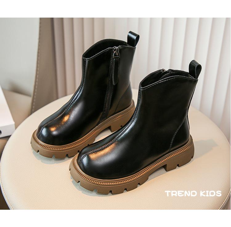 Girls' British style Martin soft soled short 2024 autumn and winter new item boys' versatile leather single children's_voghion.com