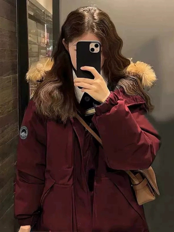 工装羽绒服女202冬季新款韩版毛领派克服短款白鸭绒宽松加厚外套|undefined