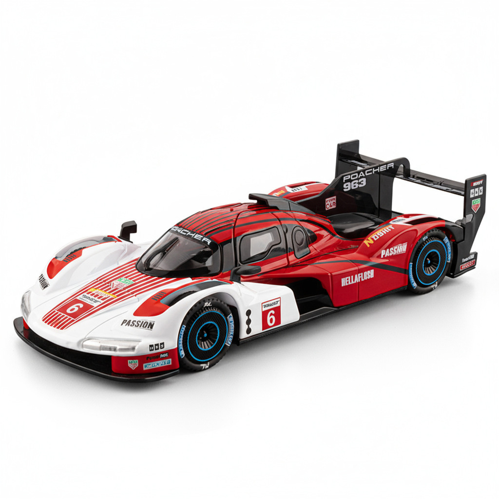 1: 22 Porsche 963 modelo de aleación de carreras Echo sonido y luz regalos de negocios de oficina de recepción exhibición al por mayor