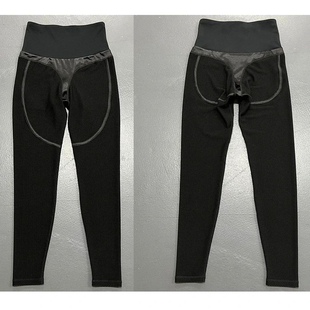 Leggings de malla sexy deporte mujer Fitness deportes transparentes