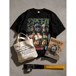 欧码纯棉Men's nted T-Shirt Y2K nt Street Style Vintage T Shi