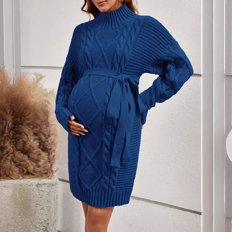 2024 Amazon Cross-Border Women's Clothing Real Shot Four-Season Comfortable Casual Elegant Knitted Sweater Maternity Dress