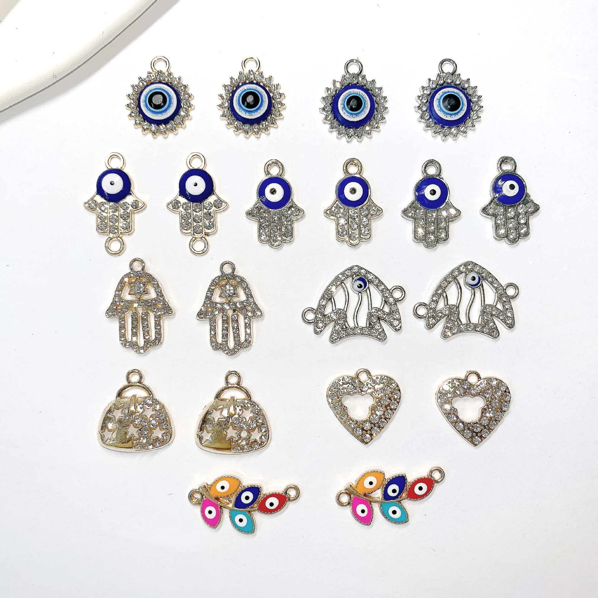Şeytan Gözü Rhinestone Asmaq Üçün Pendant və Sırğa Dəsti