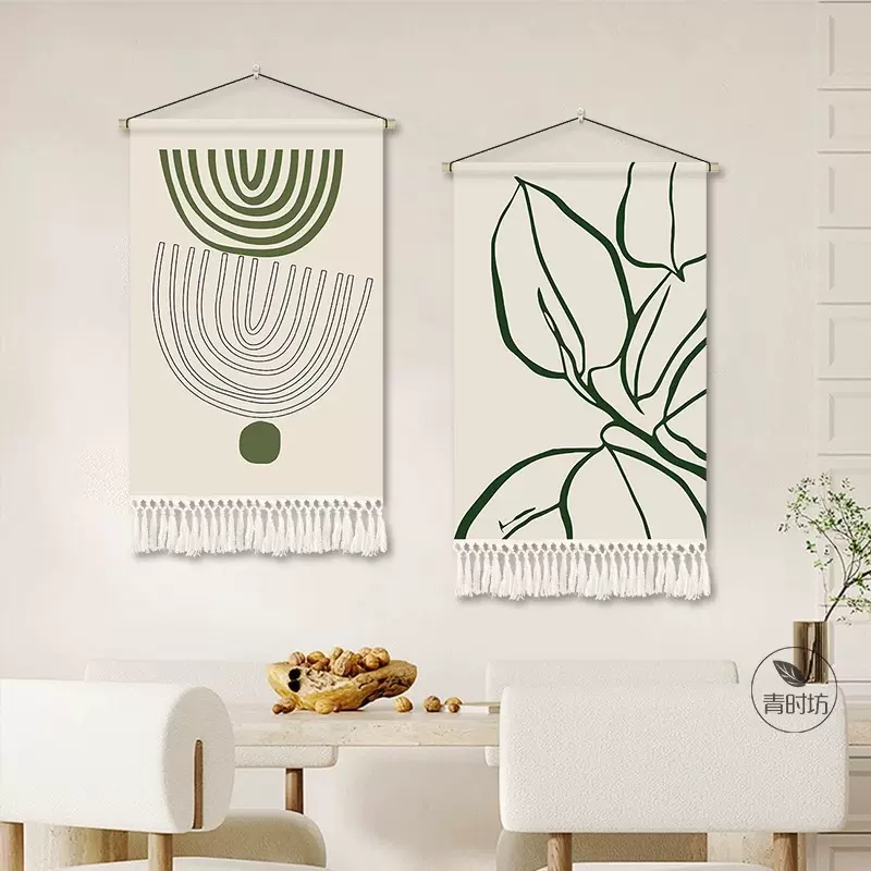 简约奶油风餐厅电表箱装饰画北欧客厅挂布背景布沙发卧室壁画挂毯