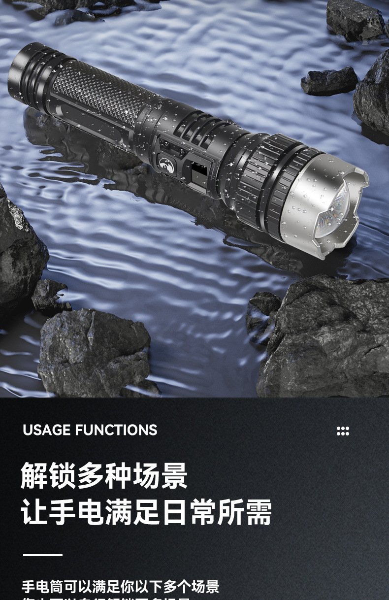 Cross-Border Electric Display Flashlight, Strong Light Laser Gun, Rechargeable, Portable, Long-Lasting, Ultra-Bright Emergency Long-Range Outdoor Lighting